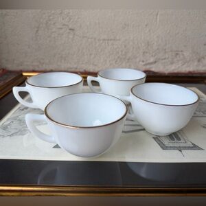 Classic milk, glass Teacup Set with Gold Trim - 4 Pieces